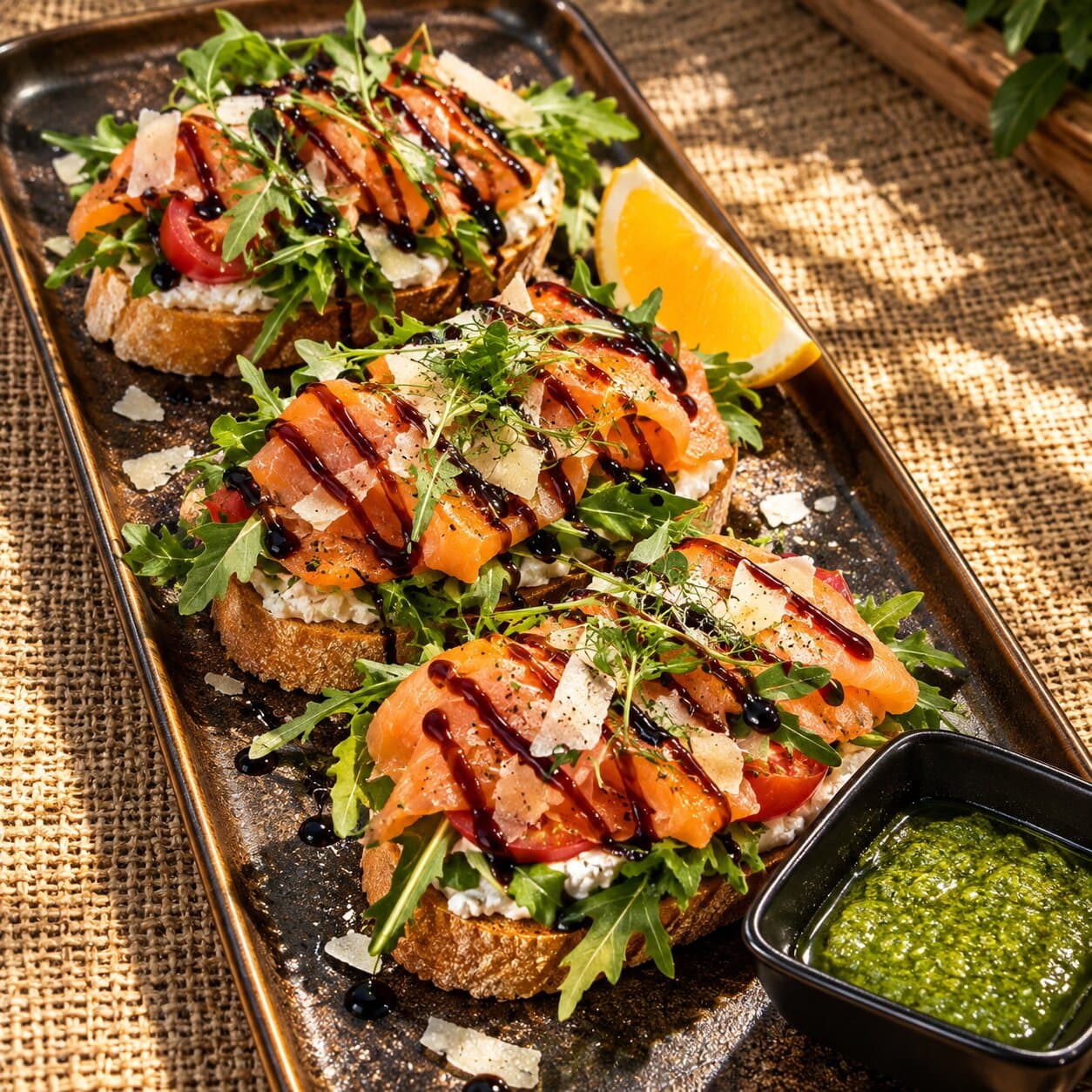 Bruschetta with lightly salted salmon