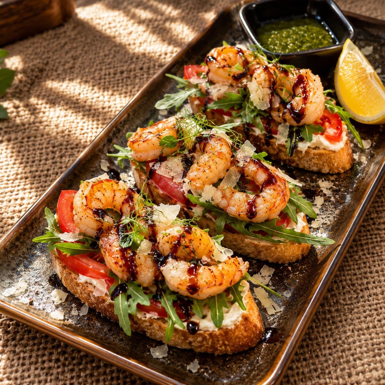Bruschetta with shrimp